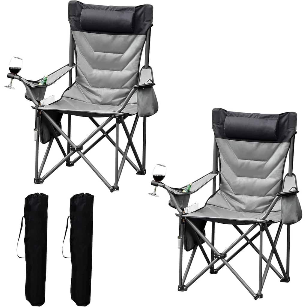 2 PCS Portable Outdoor Single Folding Camping Chair for Camping, Sports, Picnic - N/A
