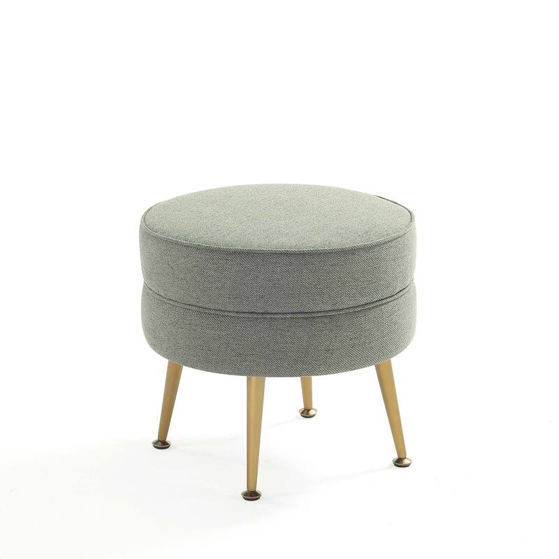 Upholstered Accent Ottoman with Metal Legs Mid Century Modern Design