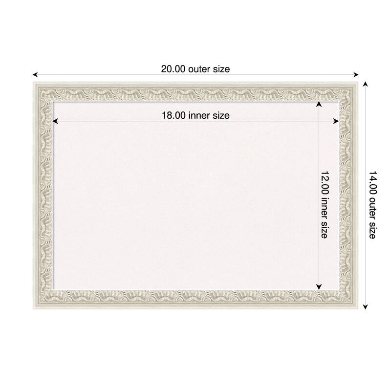 Bethany Silver Wood Framed Cork Board - Bulletin Board, Organization Board, Pin Board - White - 20 x 14 in