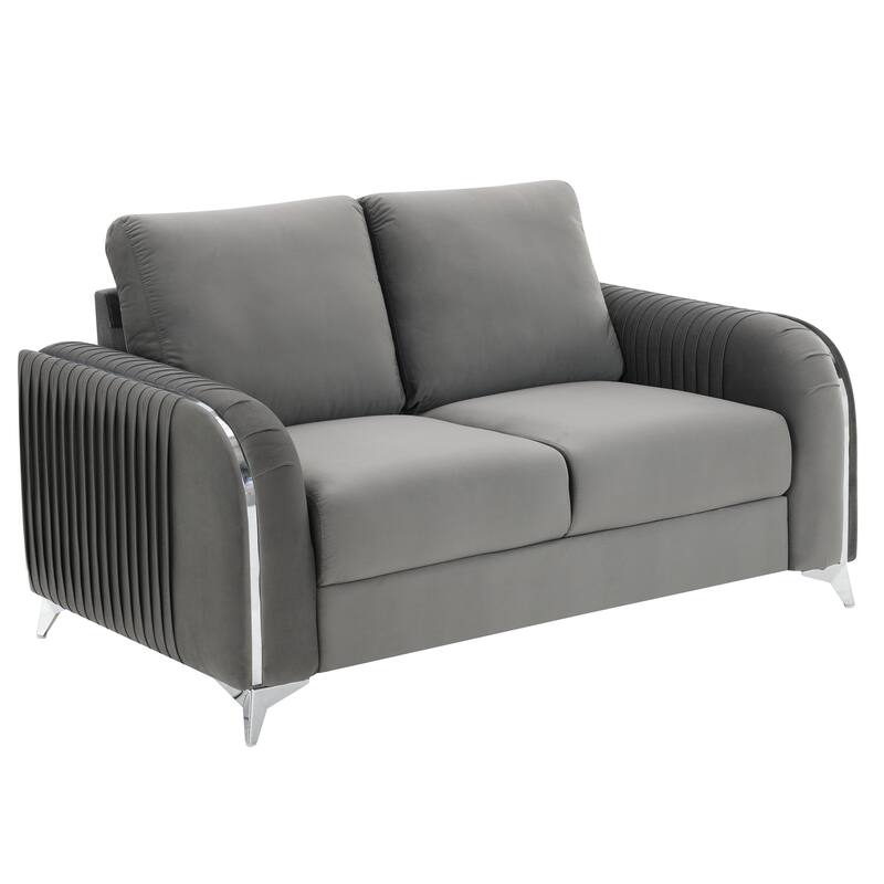 Gray Velvet Loveseat