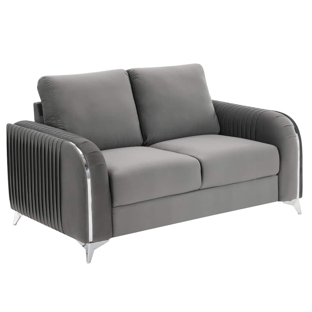 Gray Velvet Loveseat