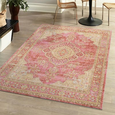 JONATHAN Y Lila Floral Medallion Area Rug