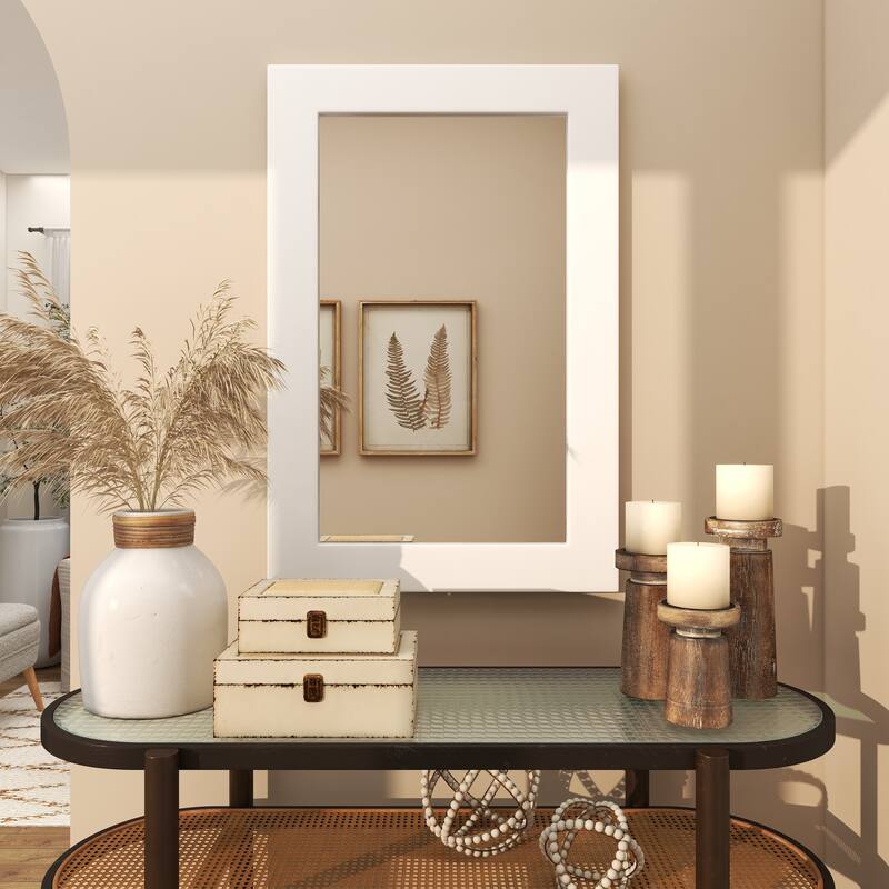 White Wooden Room Wall Mirror