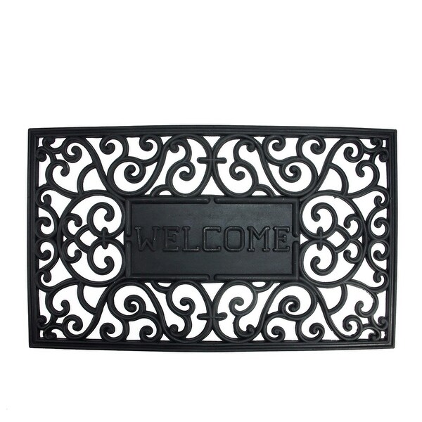 Shop Black Scrollwork Design Welcome Rectangular Doormat ...