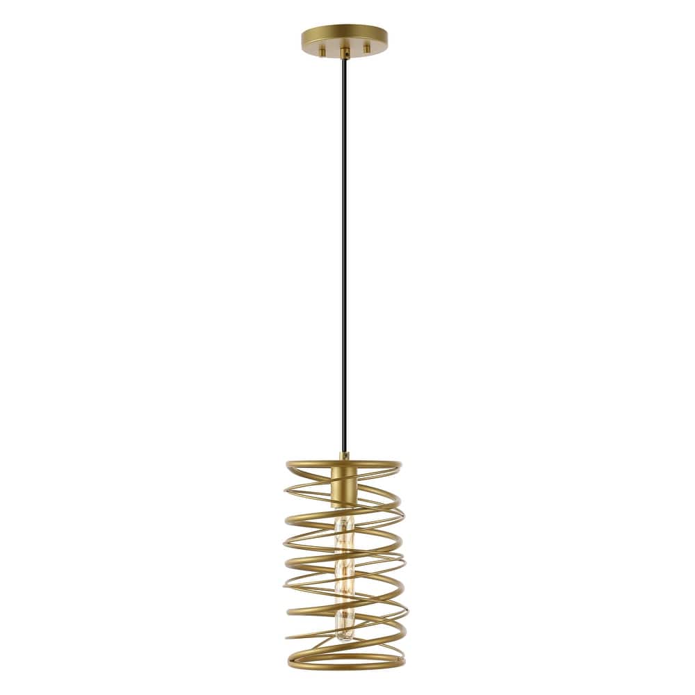 Skylar 7.25" 1-Light Modern Contemporary Iron Spiral LED Pendant, by JONATHAN Y