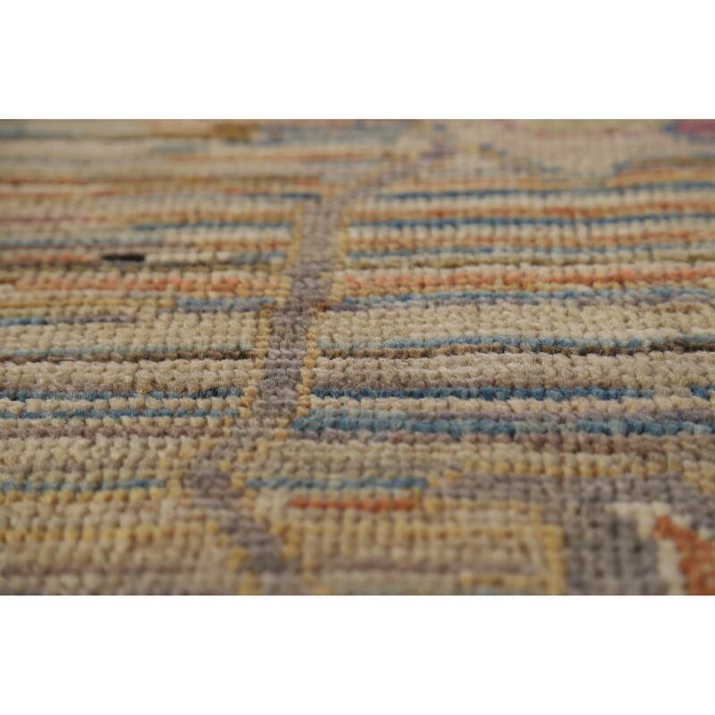 Hand Knotted Oriental 100% Wool Carpet Transitional Floral Multi-Colored Oushak Area Rug - 9' 5'' X 8' 2''