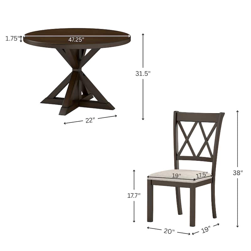 Roundhill Furniture Windvale 5-pc. Cross-back Wood Dining Set