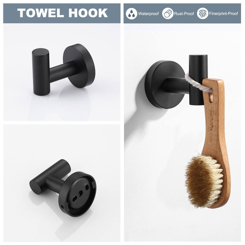 WOWOW Stainless Steel J-Hook Robe/Towel Hook 2 PCS