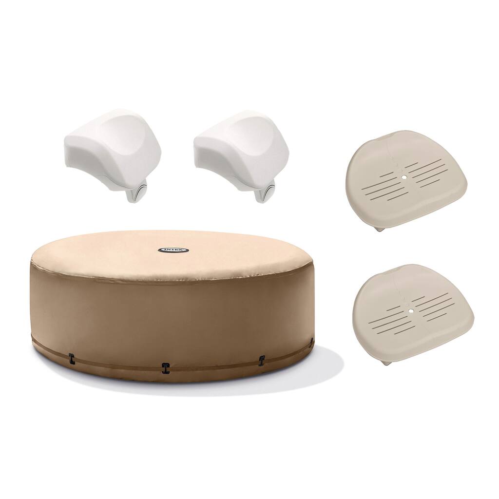 Intex PureSpa Hot Tub Cover with Foam Headrest (2 Pack) and Seat (2 Pack) - 55.4