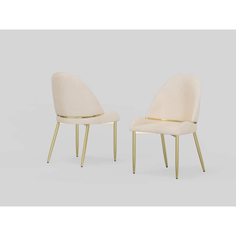 PU Leather Dining Chair with Brushed Metal Frame, Set of 2