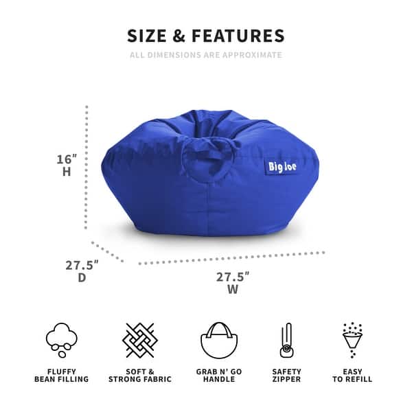 dimension image slide 9 of 14, Big Joe Kids Classic Bean Bag Chair