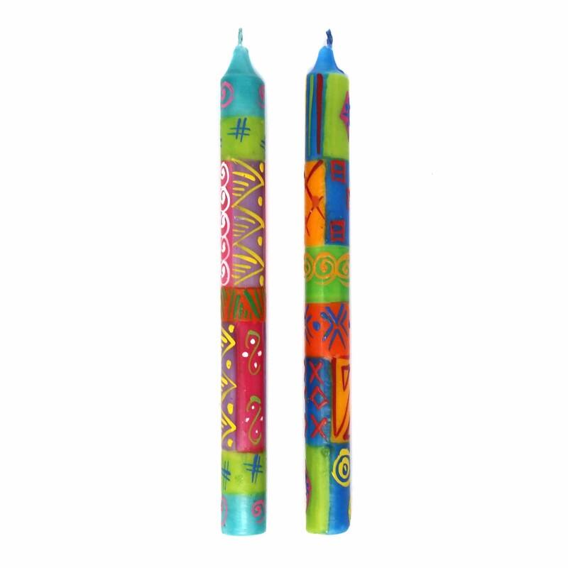 Unscented Hand-Painted Dinner Candles, Set of 2