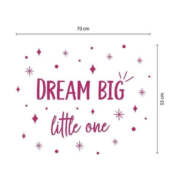 dimension image slide 1 of 2, Walplus Dream Big Little One Pink Quote Kid Wall Sticker Nursery Decor