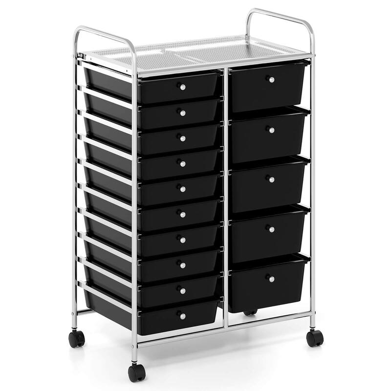 Costway 15-Drawer Trolley with Chrome Plated Metal Frame & Lockable - See Details