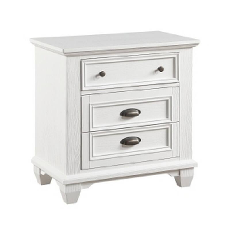 White/Bronze 3 Drawer 17.5 in. W Nightstand with Sturdy Hardware and Ample Storage