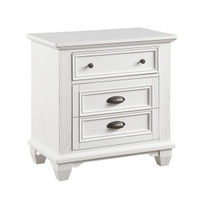 White/Bronze 3 Drawer 17.5 in. W Nightstand with Sturdy Hardware and Ample Storage