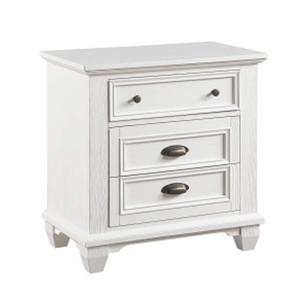 White/Bronze 3 Drawer 17.5 in. W Nightstand with Sturdy Hardware and Ample Storage