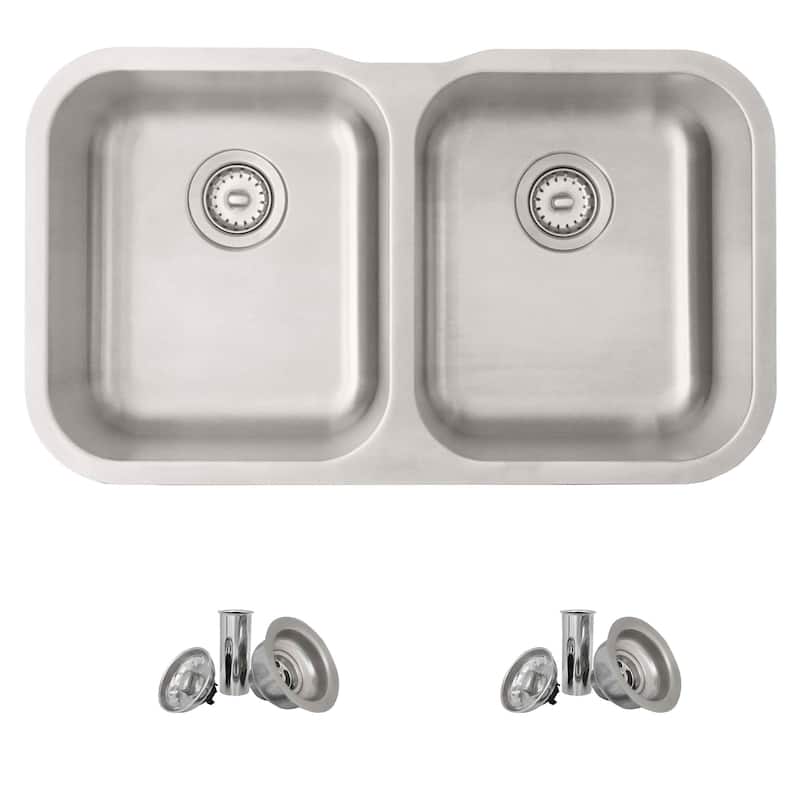 STYLISH Jaspel Dual Mount 31.25" Double-Bowl Kitchen Sink - 31.25" x 18" x 9"
