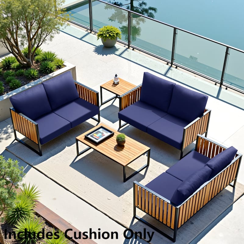 24" x 24" Outdoor Deep Seat Chair Cushion Set - Set of 6 - Navy Blue