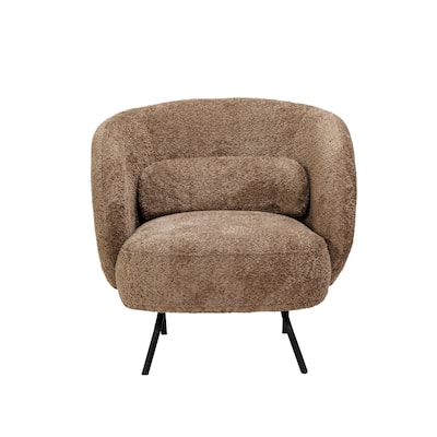 Soft Boucle Fabric Upholstered Chair with Metal Legs - 30.7"L x 29.9"W x 28.0"H