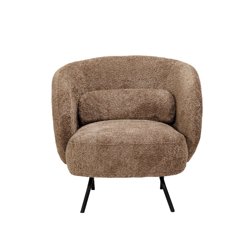 Soft Boucle Fabric Upholstered Chair with Metal Legs - 30.7"L x 29.9"W x 28.0"H