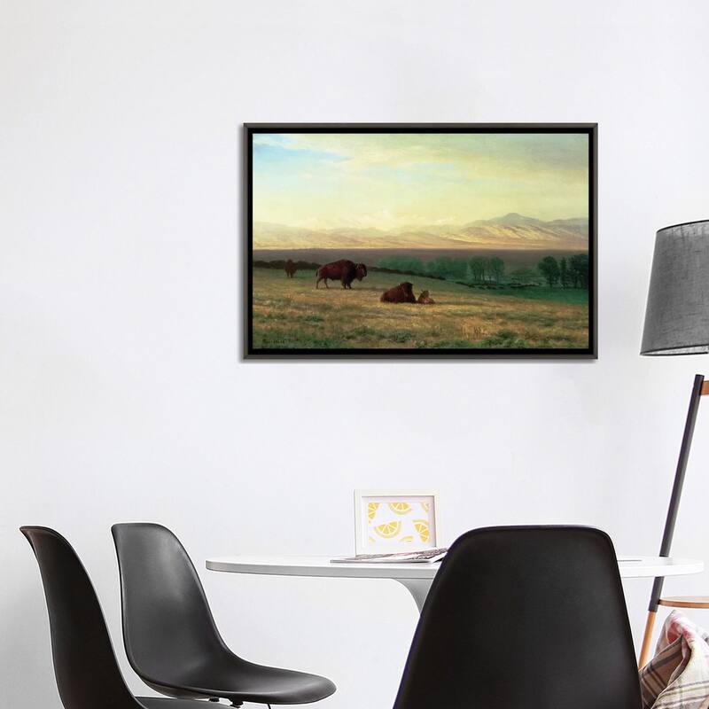 iCanvas "Buffalo on the Plains, c.1890 " by Albert Bierstadt Framed