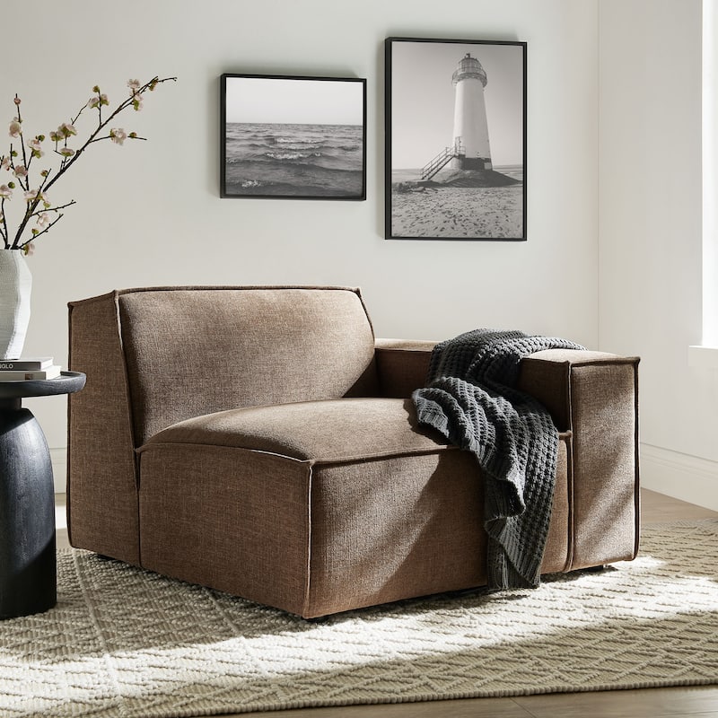 Restore Performance Fabric Upholstered Right-Facing Modular Lounge Chair - Mocha