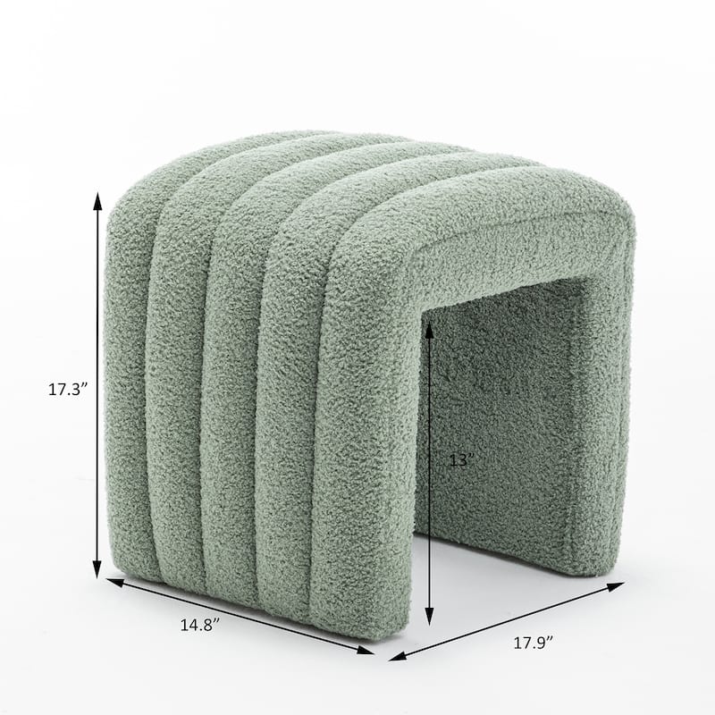 SEYNAR Modern Glam Teddy Velvet Upolstered U-Shaped Ottoman