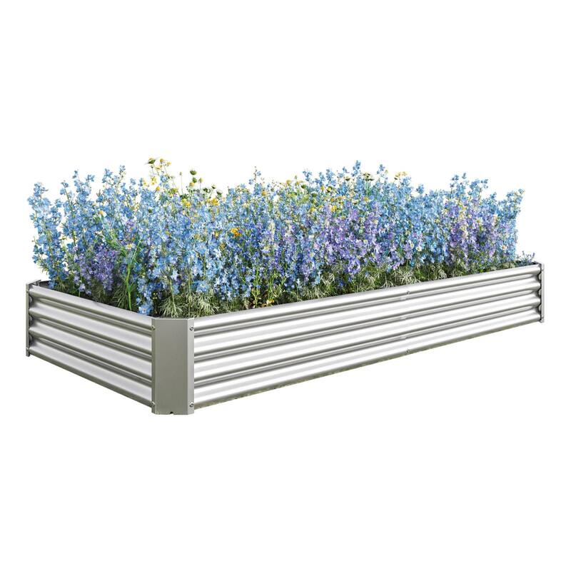 Large Galvanized Metal Raised Garden Bed Open Bottom Rust-Resistant