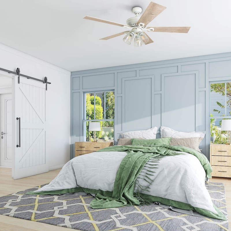 The Gray Barn Grumio Distressed White 52-inch Ceiling Fan with 5 Barnwood Blades