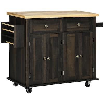 2024 NEW Modern Rolling Kitchen Island Cart with Spice Rack