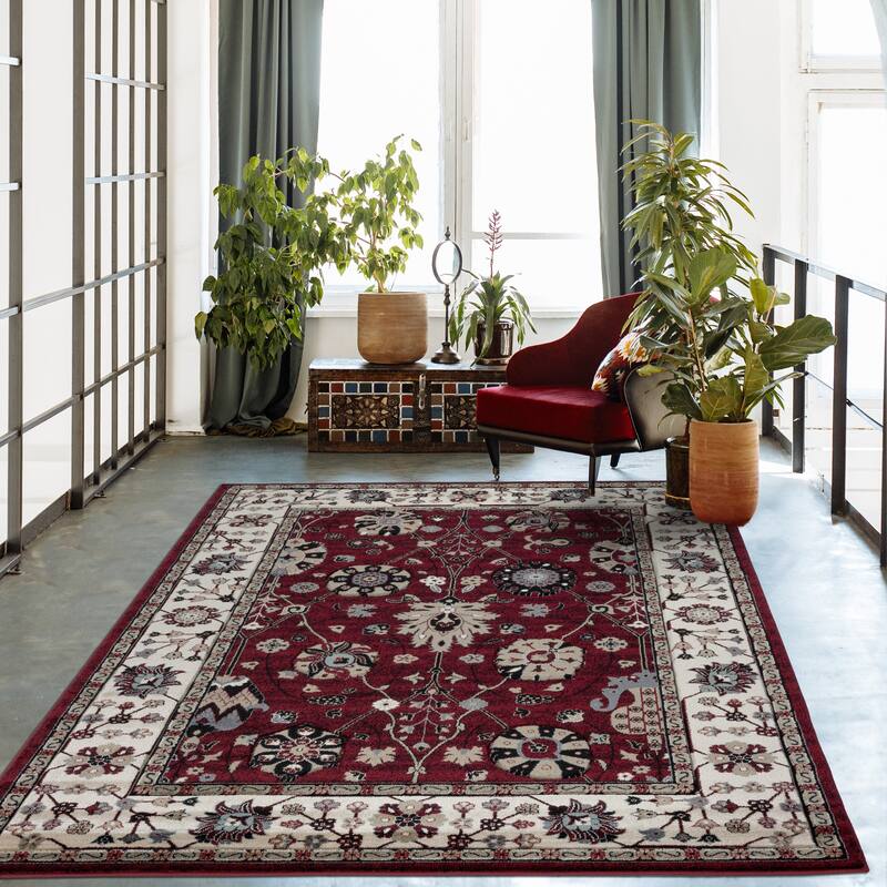 Glamour Collection Floral Area Rug
