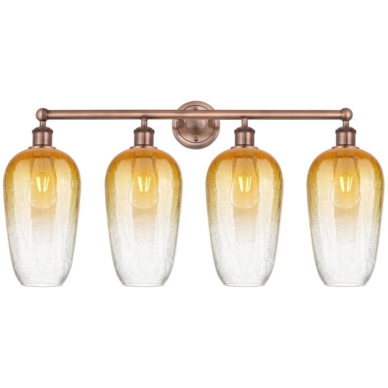 Innovations Lighting Endless Possibilities Edison - Brookhaven Flute - 4 Light 34" Bath Vanity Light - Antique Copper/Amber