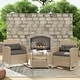 preview thumbnail 30 of 43, Corvus Fatih 3-piece Outdoor Wicker Rocking Chat Set with Cushions