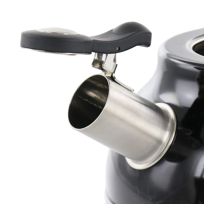 Kenmore Elite 2.3 Quart Stainless Steel Whistling Tea Kettle in Black