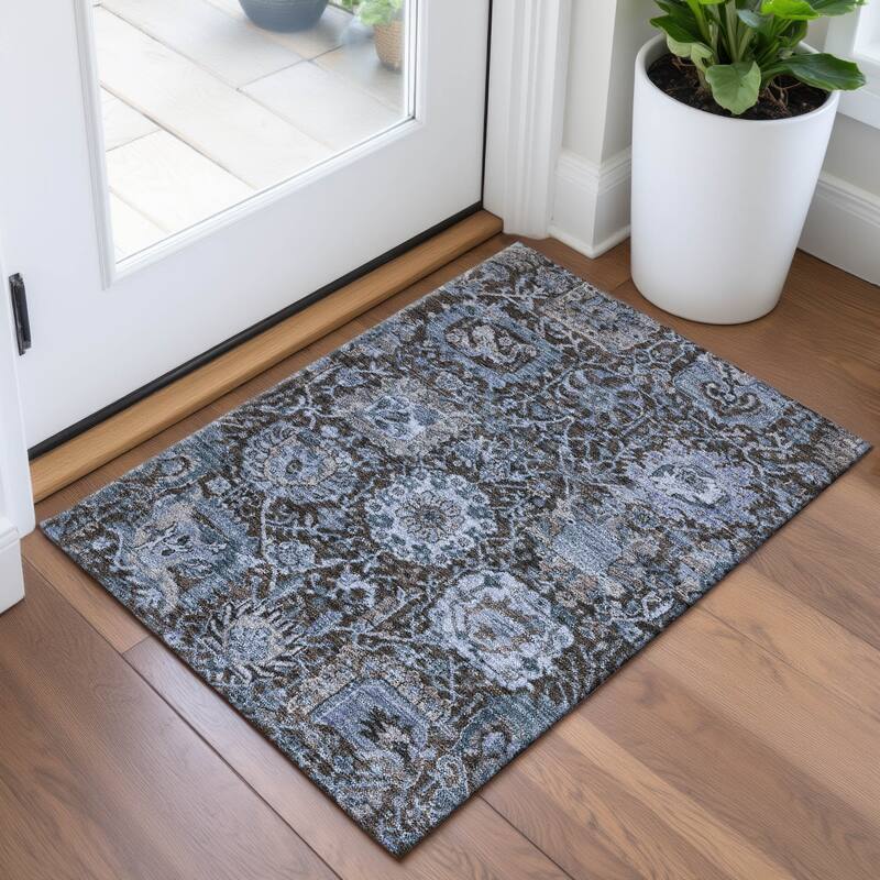Premium Washable Super Soft Traditional Farmhouse Mayfield Rug - Denim - 1'8" x 2'6"