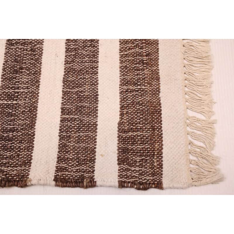 ECARPETGALLERY Flat-Weave Palas Denizli Dark Brown Jute Kilim - 5'9 x 8'4