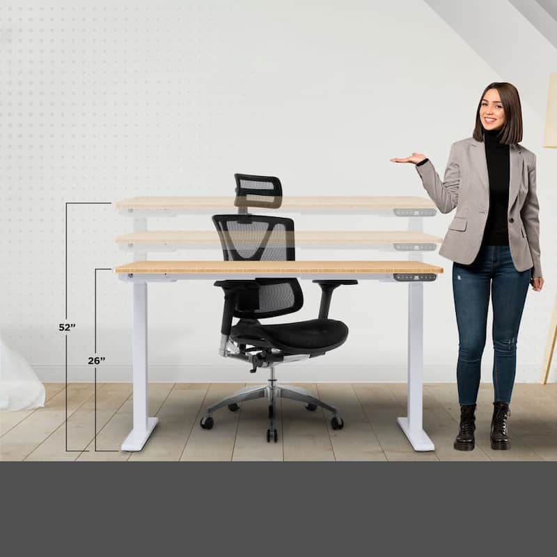 Rise Up Electric Standing Desk Dual Motor 48x30 solid bamboo desktop