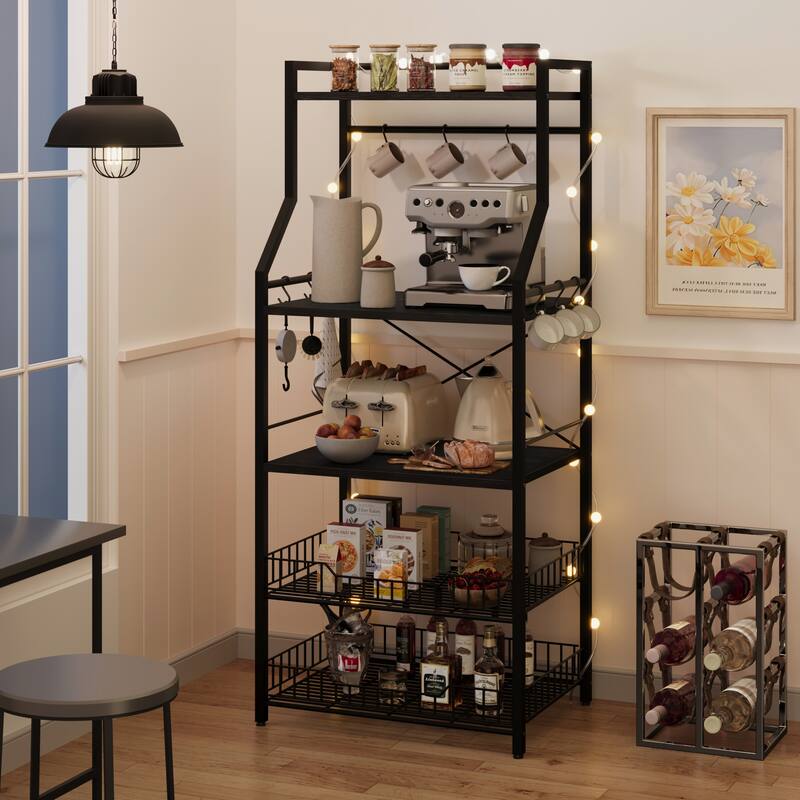Kitchen Bakers Rack, Microwave Oven Stand with 2 Large Wire Basket
