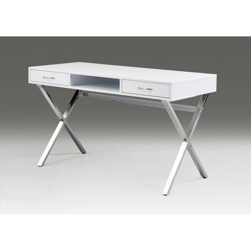 Desk with Two drawers with Medal Base - silver