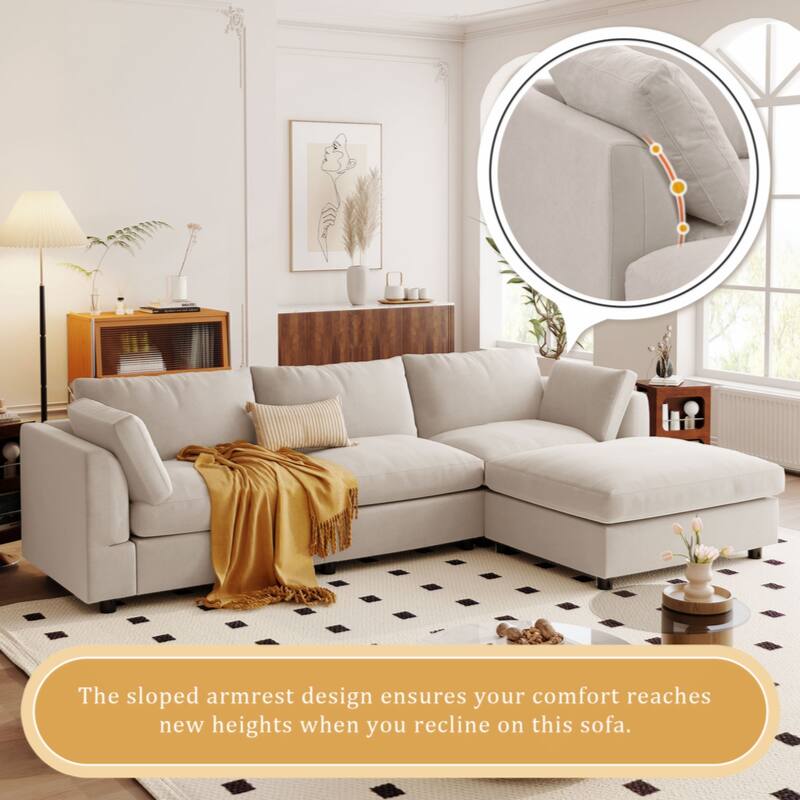 Upholstery Convertible Sectional Sofa, L Shaped Couch with Reversible Chaise