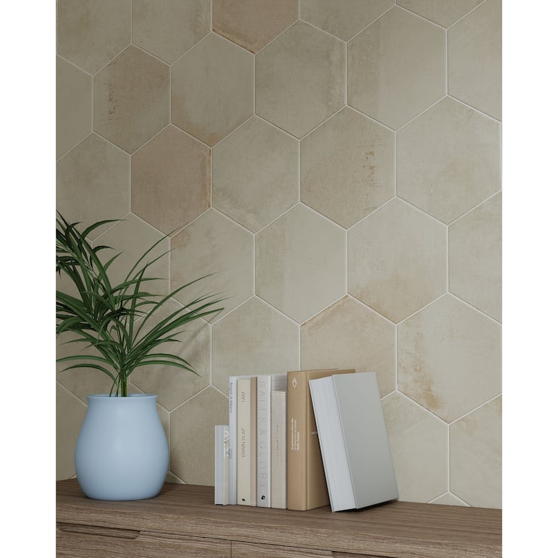 Arcadian Hexagon 9 in. x 10 in. Glazed Porcelain Wall and Floor Tile