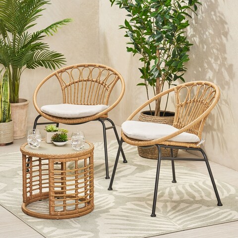 Specter Outdoor Faux Wicker Chat Set by Christopher Knight Home