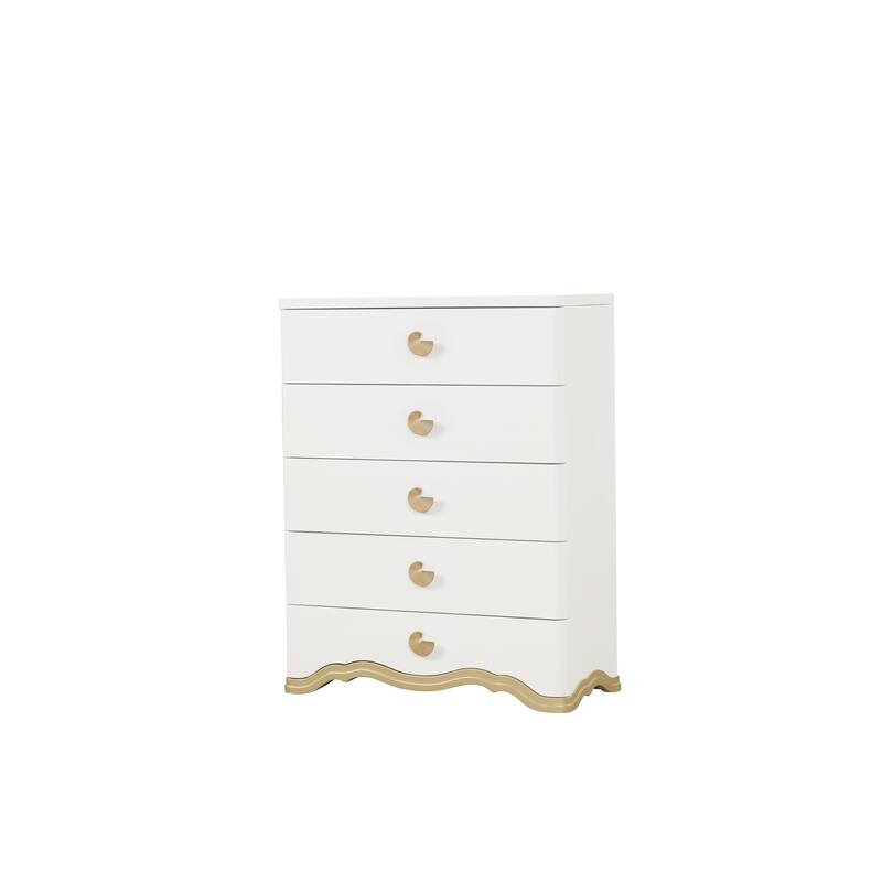 Athena Ivory and Gold Scalloped Bedroom Set