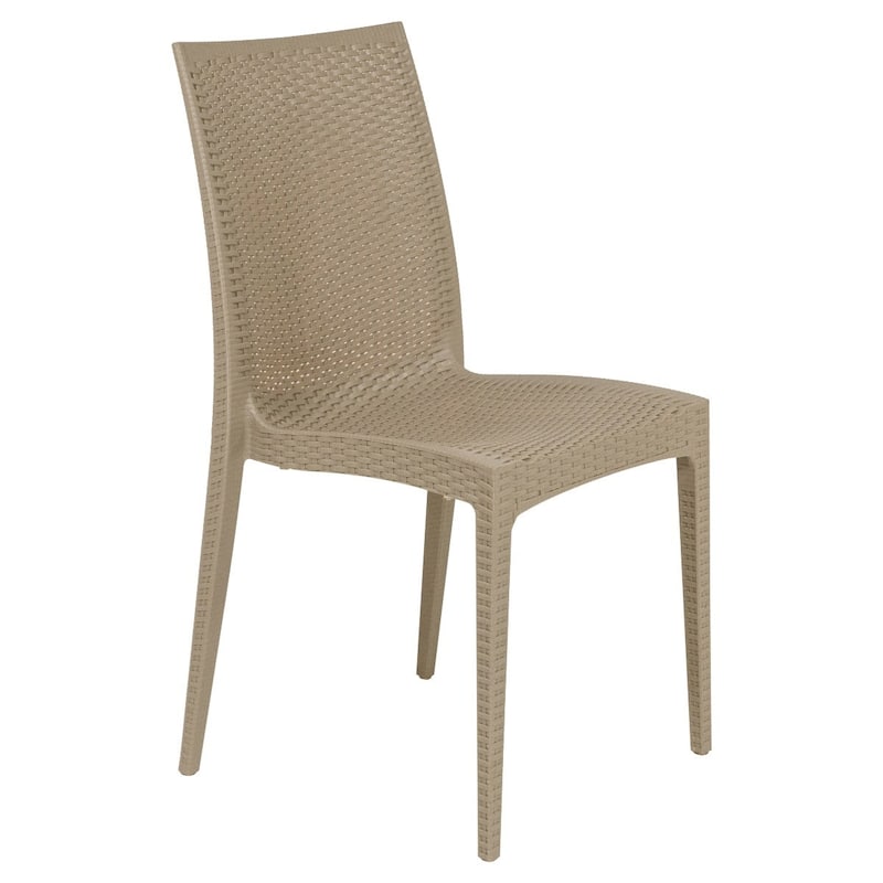 Outdoor Patio Dining Chairs, Set of 4 Stackable Polypropylene Chairs with Woven Design for Garden, Deck, or Pool