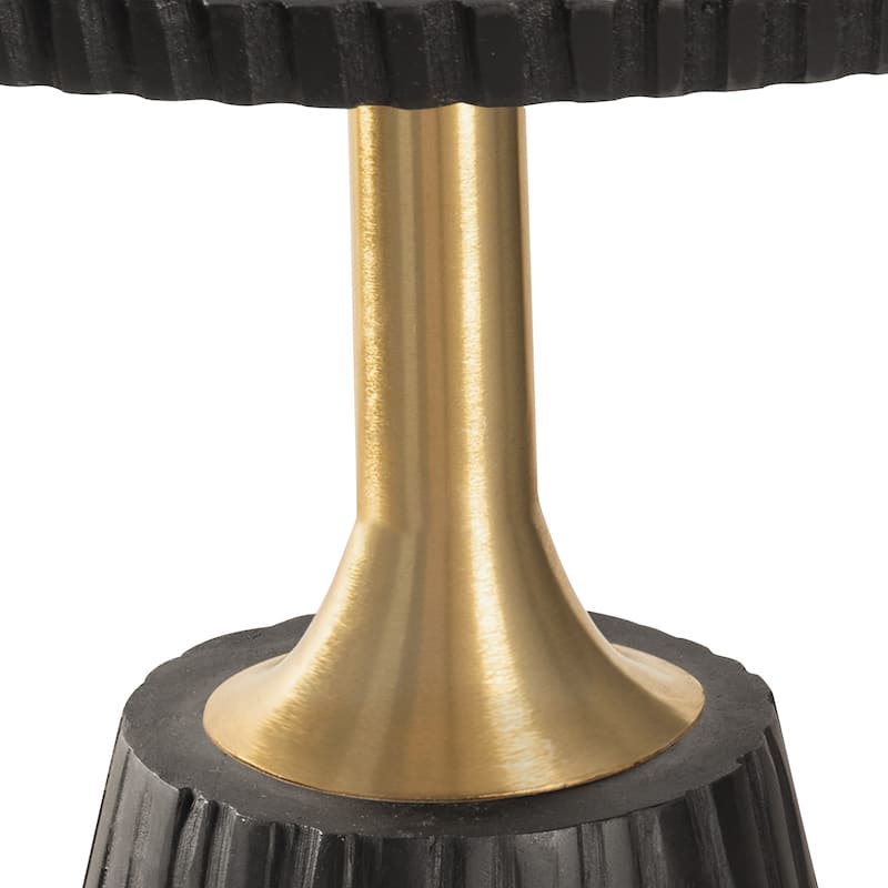 Wood and Brass Accent Side Table