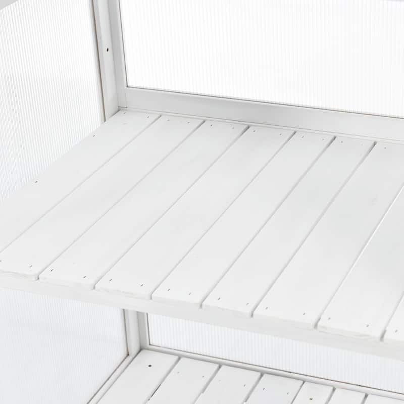 62-Inch Wood Greenhouse with Wheels and Adjustable Shelves