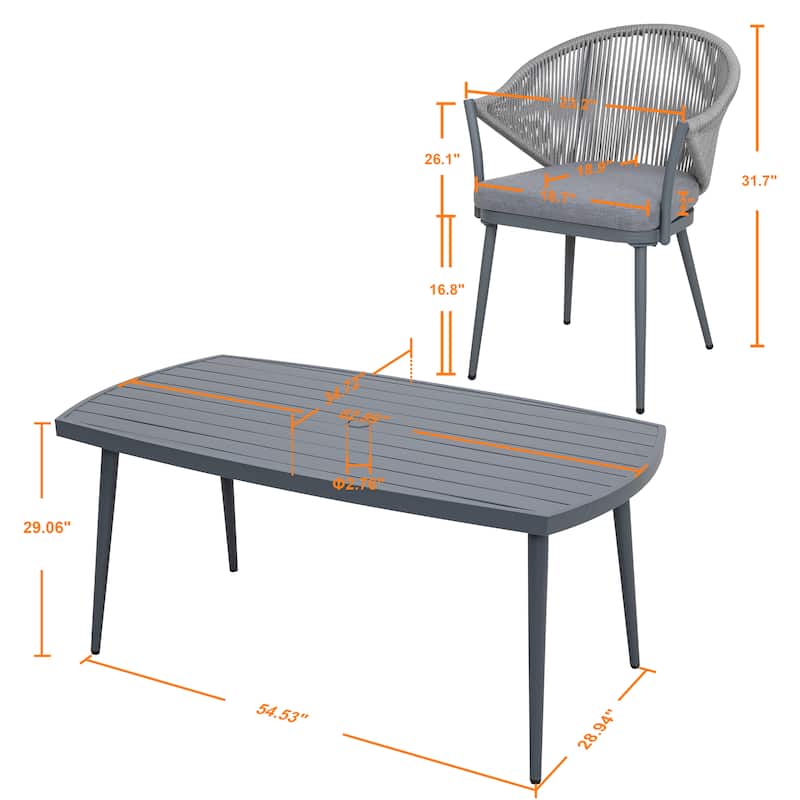 Outdoor Aluminum 7-piece Dining Set With Cushions