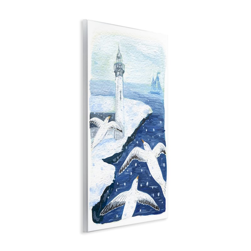 Stupell Snowy Winter Harbor Birds Wall Plaque Art Design By Hannah Moren