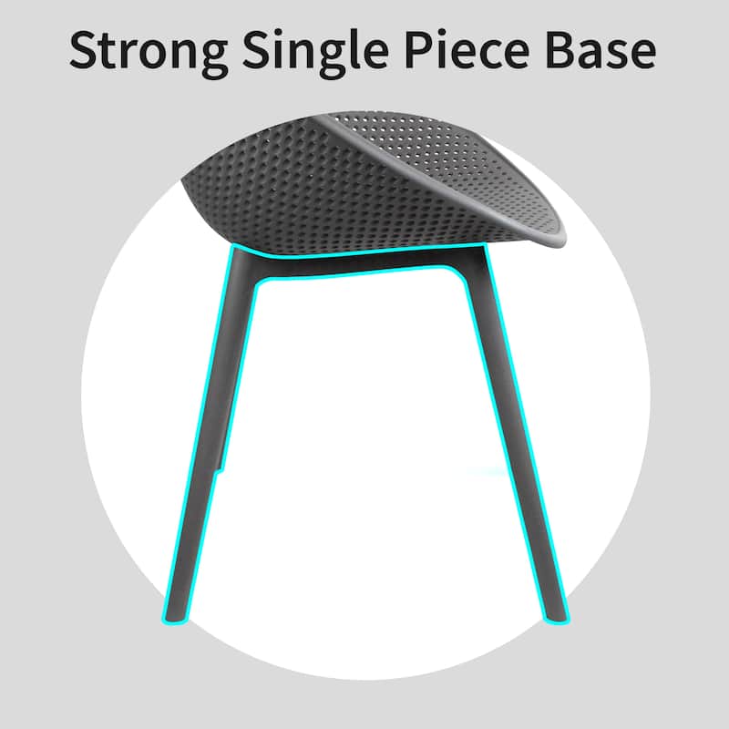 Mid-Century Modern Plastic Dining Chair Plastic Legs with Breathable Perforated Egg Shaped Seat for Indoor/Outdoor Use